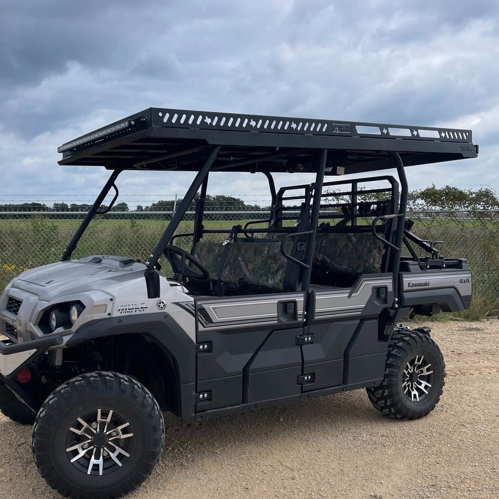 Ranch Armor Kawasaki Mule Pro FXT/DXT Ultra Extended Aluminum Top Overhangs Over Bed