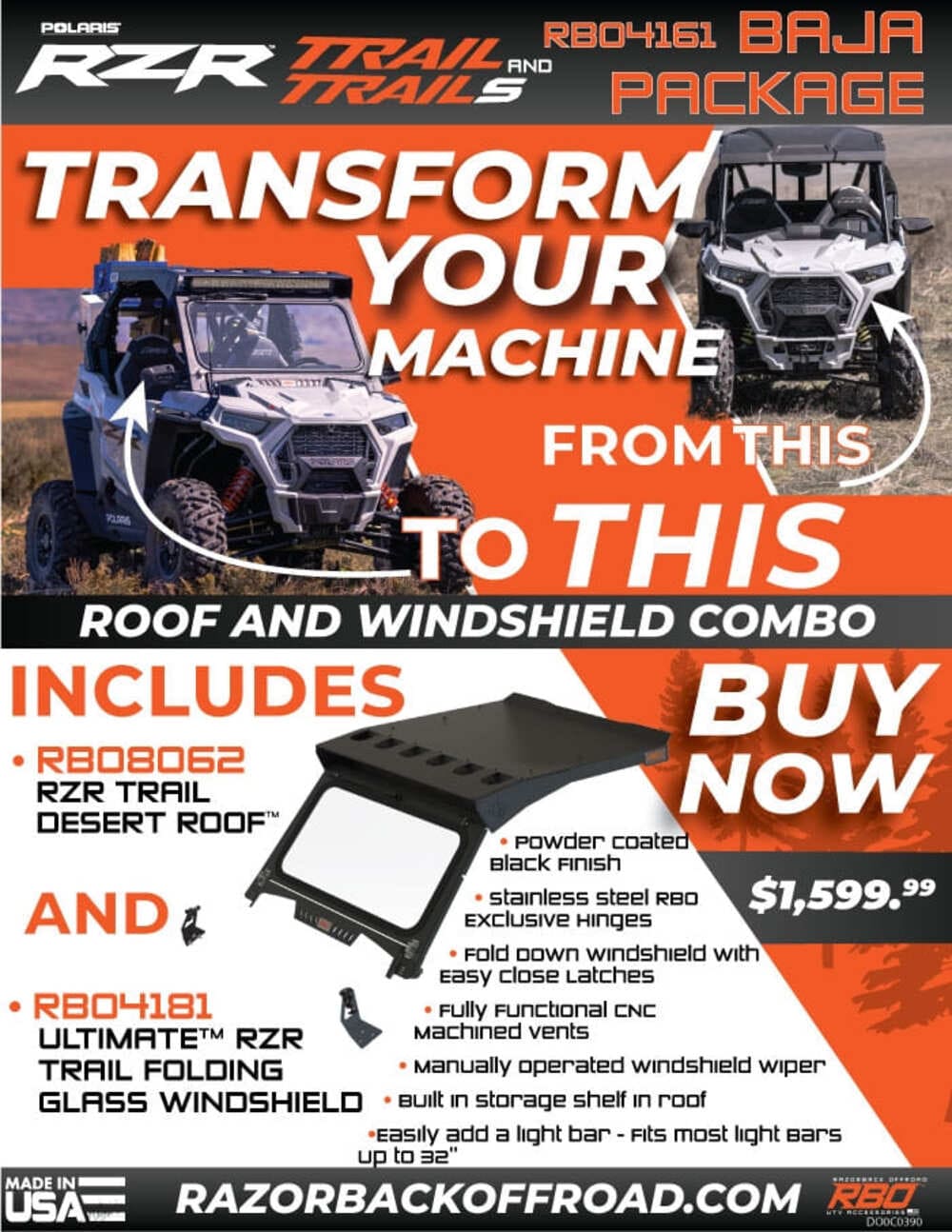 Razorback Offroad Polaris RZR Trail / Trail S Baja Package