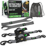Rhino USA 1" x 10' Retractable Ratchet Straps