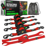 Rhino USA 1" x 10' Retractable Ratchet Straps