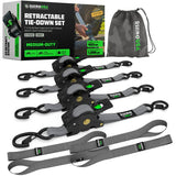 Rhino USA 1" x 10' Retractable Ratchet Straps