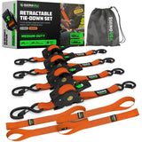 Rhino USA 1" x 10' Retractable Ratchet Straps