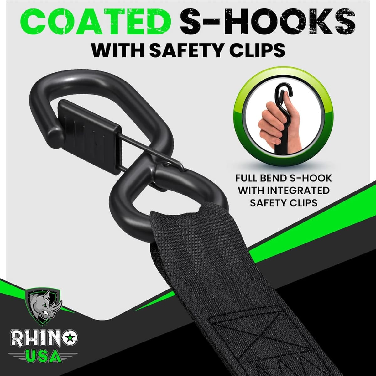 Rhino USA 1" x 10' Retractable Ratchet Straps