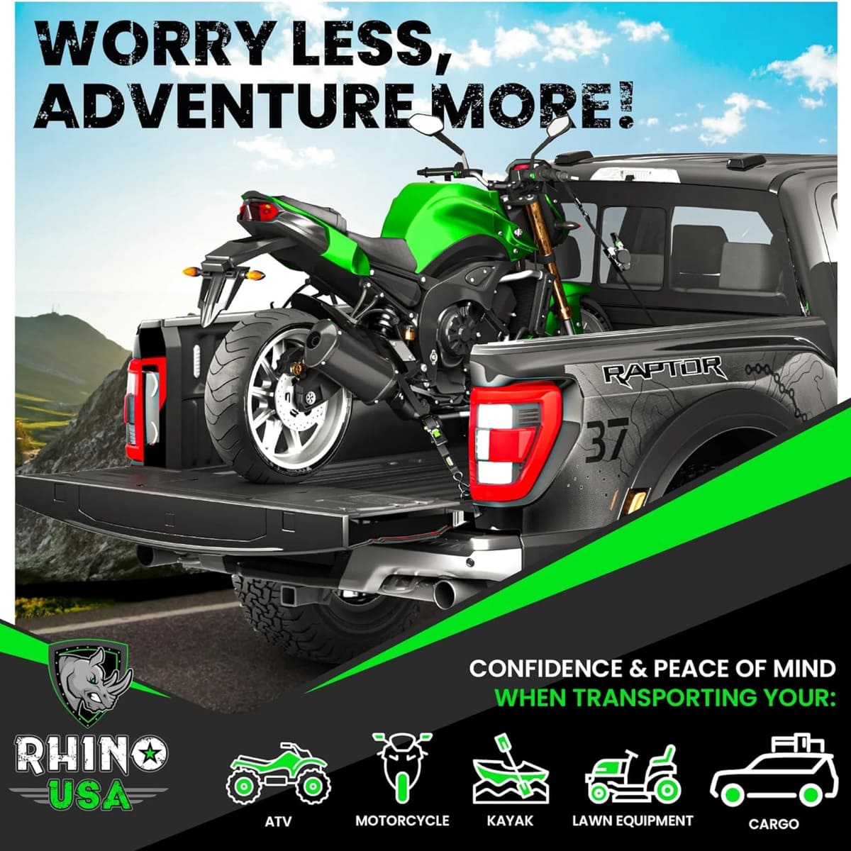Rhino USA 1" x 10' Retractable Ratchet Straps