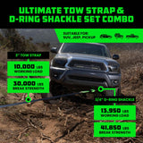 Rhino USA 30' Tow Strap & D-Ring Shackle Set Combo