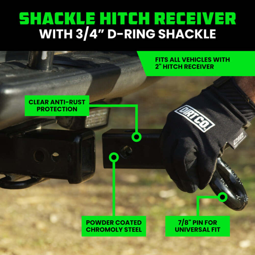 Rhino USA 30' Tow Strap & Shackle Hitch Receiver Combo