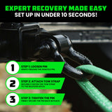 Rhino USA 30' Tow Strap & Shackle Hitch Receiver Combo