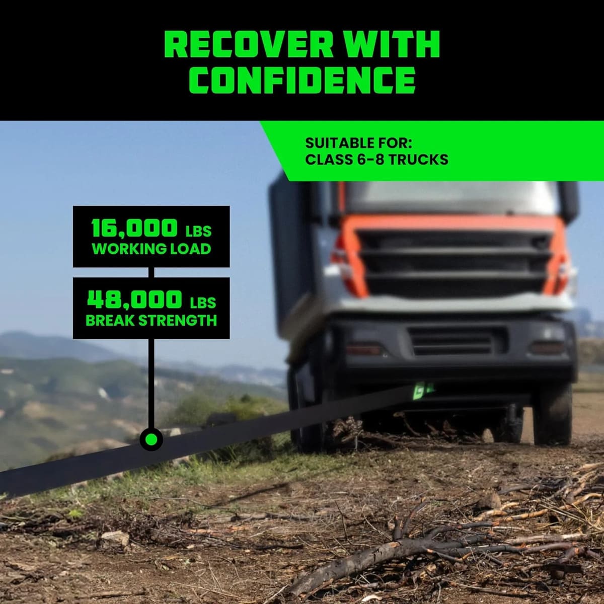 Rhino USA 6" x 30' Ultimate Recovery Tow Strap