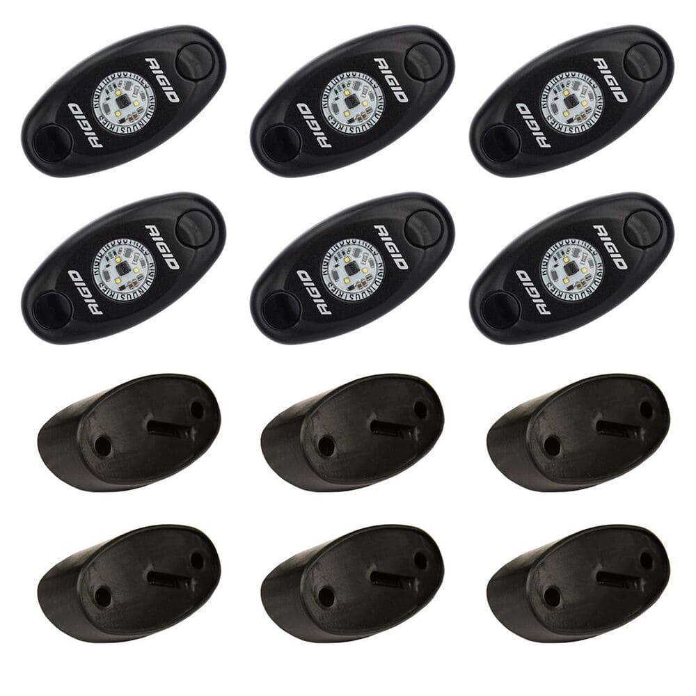Rigid A-Series 6 Pack Flat Mount Rock Light Kit - Red