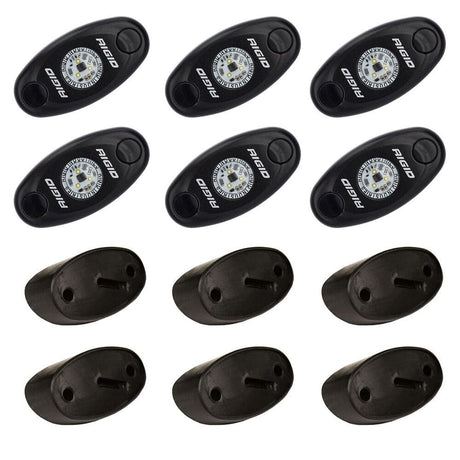 Rigid A-Series 6 Pack Flat Mount Rock Light Kit - Red