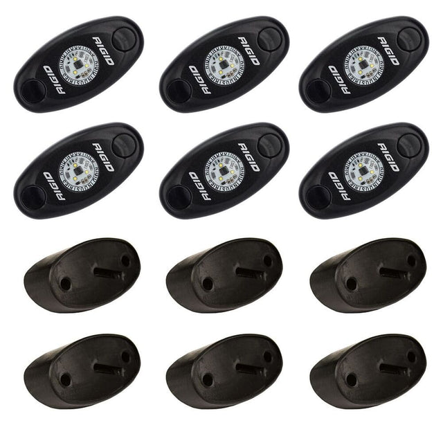 Rigid A-Series 6 Pack Flat Mount Rock Light Kit - Red