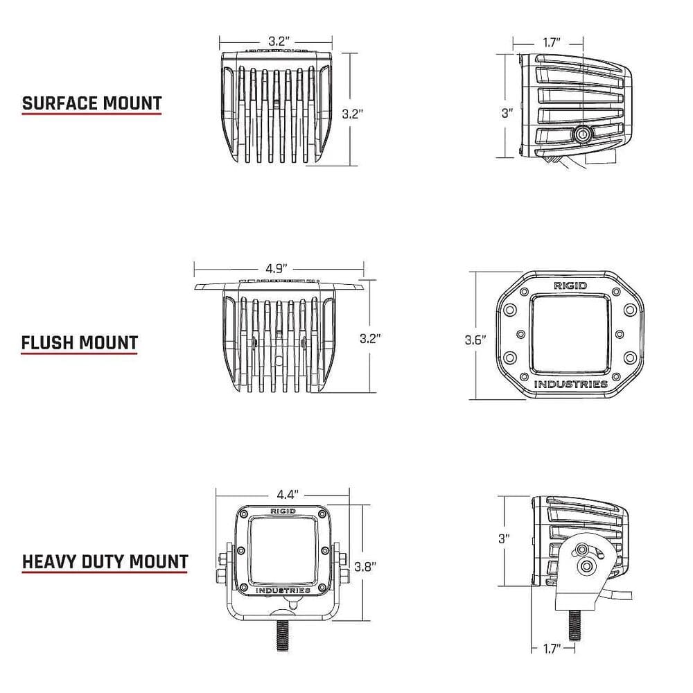 Rigid D-Series Spot Pro Flush Mount Pod Light - Pair