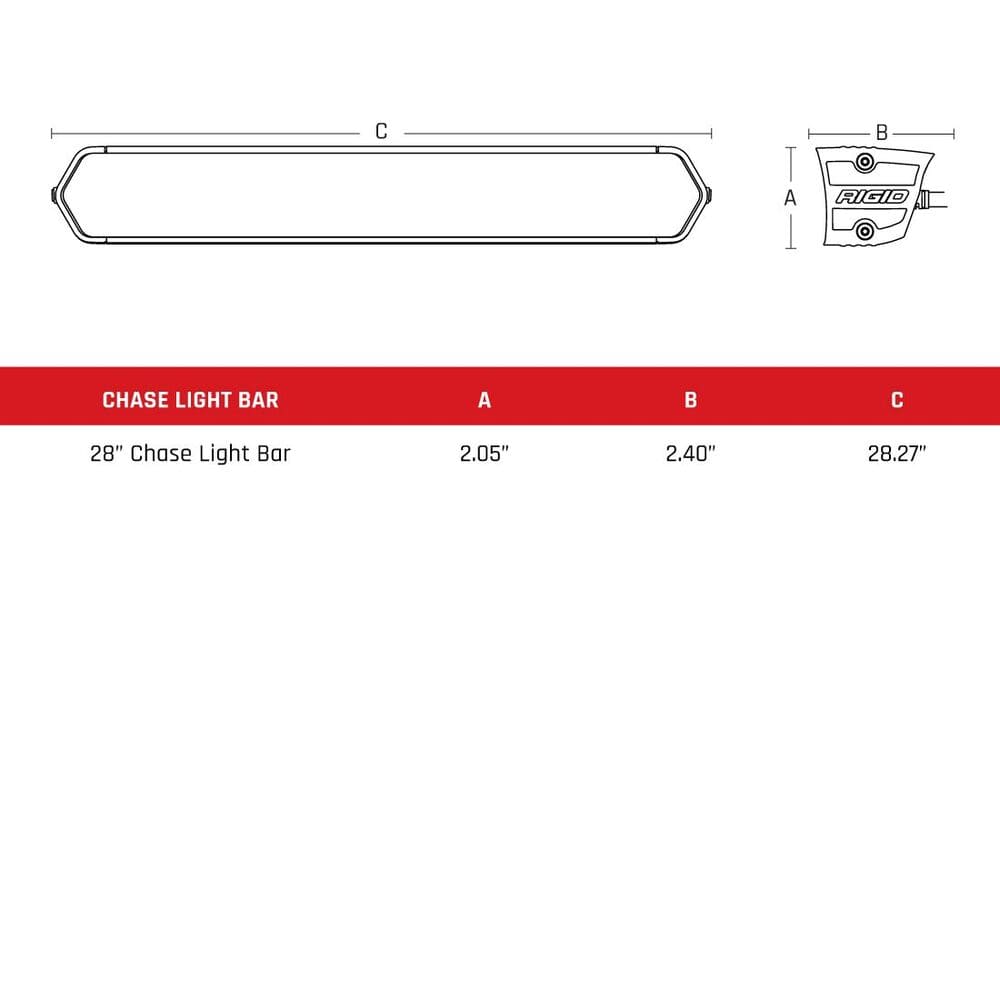 Rigid Surface & Tube Mount 28" Chase Light Bar