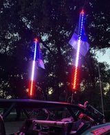 RLB Motorports 4' Solid Red/White/Blue LED Whips - Dual Carbon V2