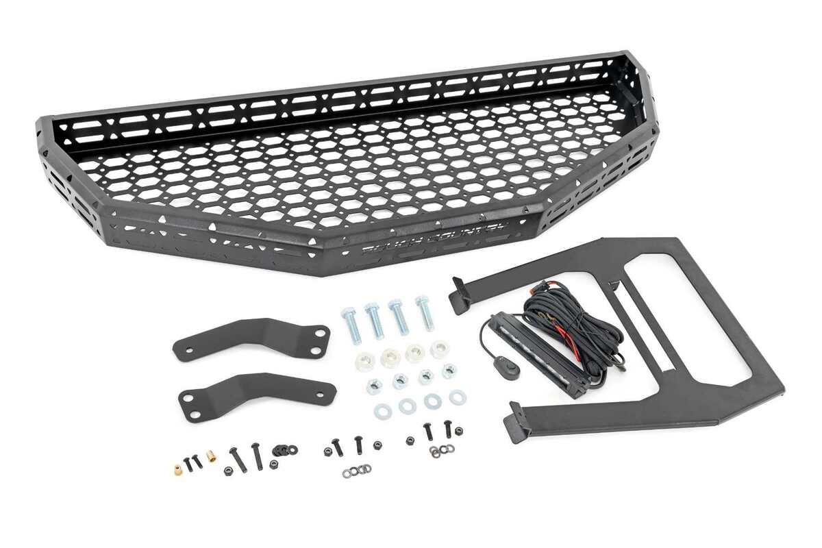 Rough Country Honda Pioneer Front Cargo Rack with Black Series 6" Slimline LED Light Bar