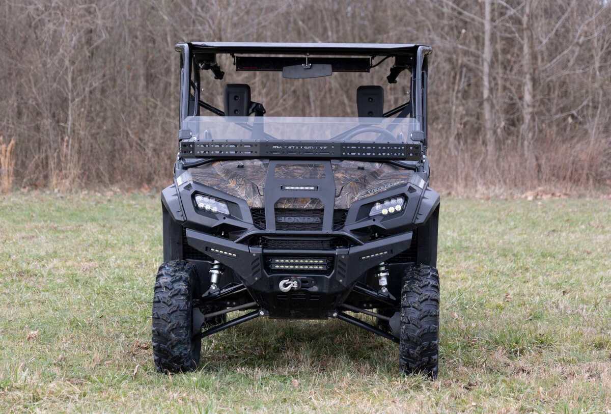 Rough Country Honda Pioneer Front Cargo Rack with Black Series 6" Slimline LED Light Bar