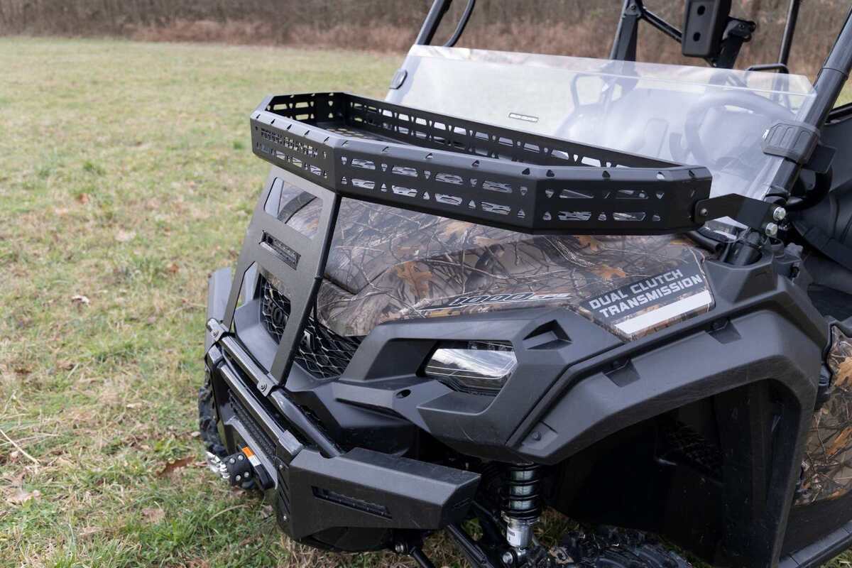 Rough Country Honda Pioneer Front Cargo Rack with Black Series 6" Slimline LED Light Bar