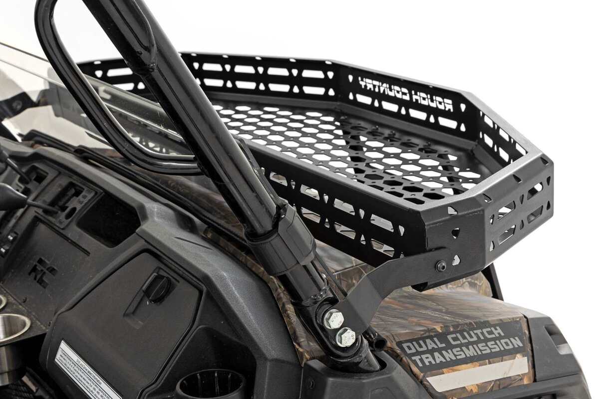 Rough Country Honda Pioneer Front Cargo Rack with Black Series 6" Slimline LED Light Bar