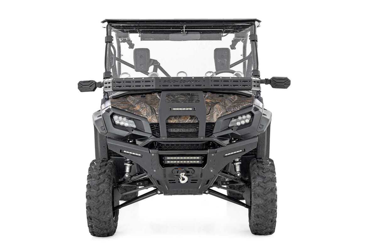 Rough Country Honda Pioneer Front Cargo Rack with Black Series 6" Slimline LED Light Bar