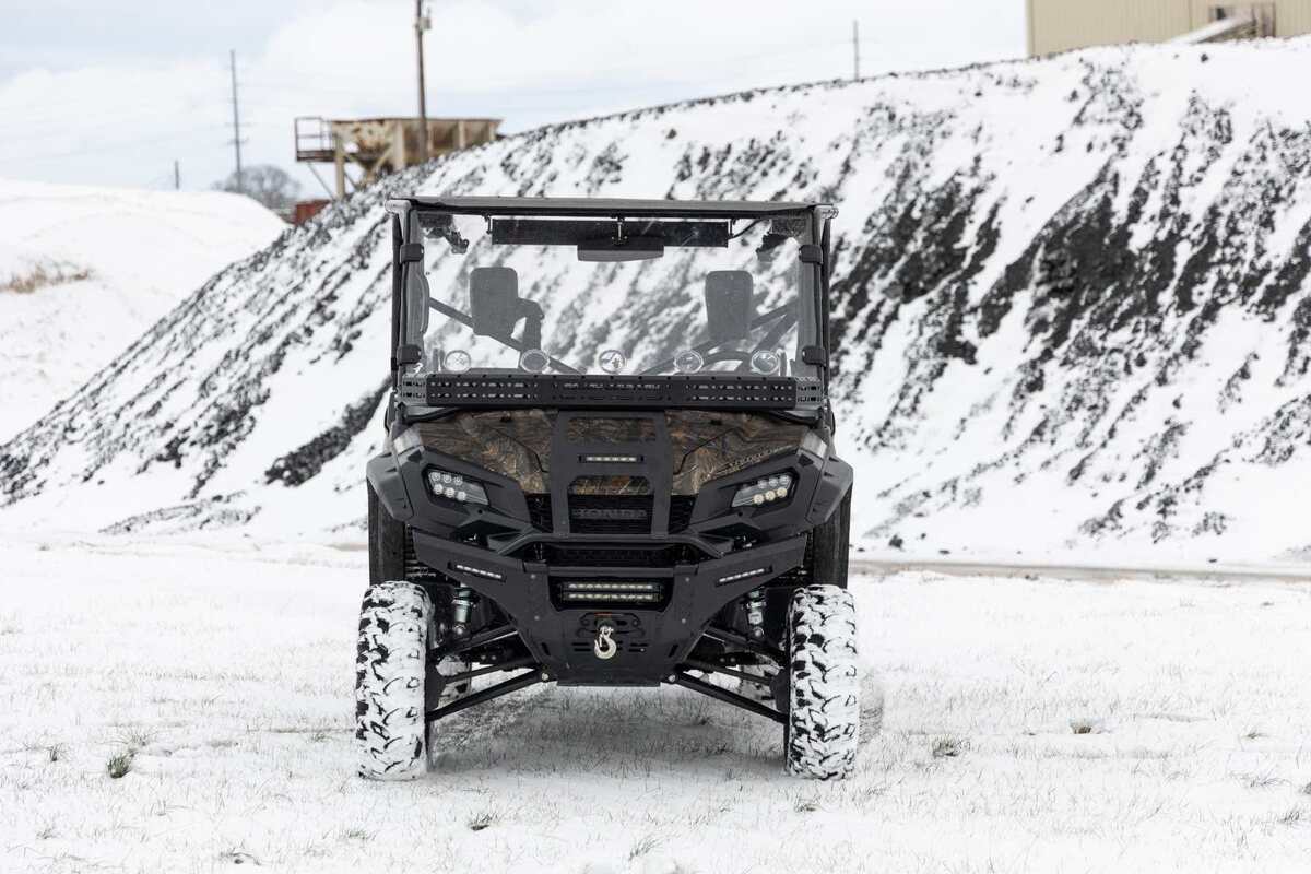 Rough Country Honda Pioneer Front Cargo Rack with Black Series 6" Slimline LED Light Bar