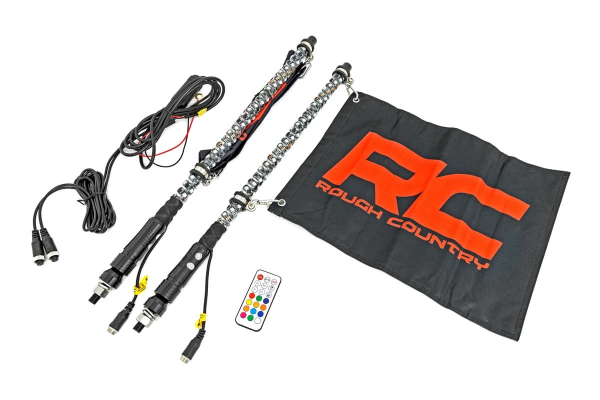 Rough Country Multi-Color 2 ft  LED Light Whip Kit - 2-pc