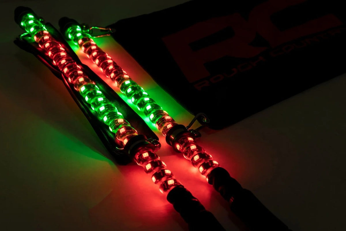 Rough Country Multi-Color 2 ft  LED Light Whip Kit - 2-pc