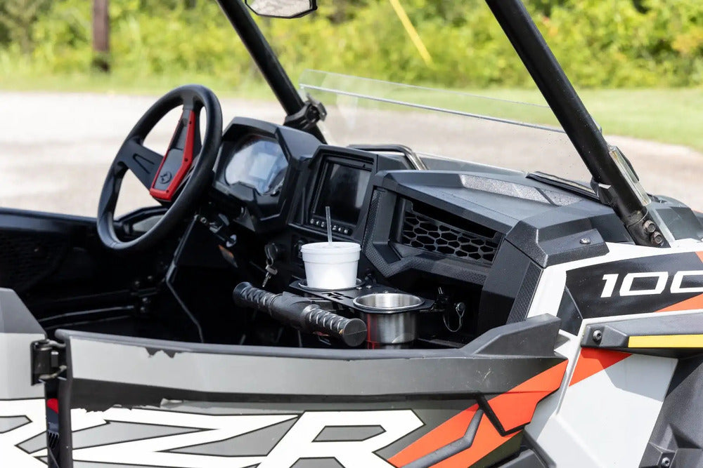 Rough Country Polaris RZR Passenger Grip Handle Dual Cup Holder