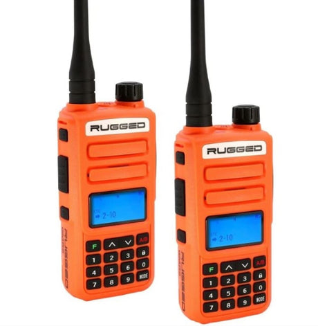 Rugged Radios 2 PACK - GMR2 PLUS GMRS and FRS Two Way Handheld Radios - Safety Orange