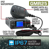 Rugged Radios Adventure Radio Kit - GMR25 Waterproof GMRS Mobile Radio Kit and External Speaker