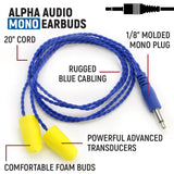 Rugged Radios AlphaBud Foam Earbud Speakers - Mono