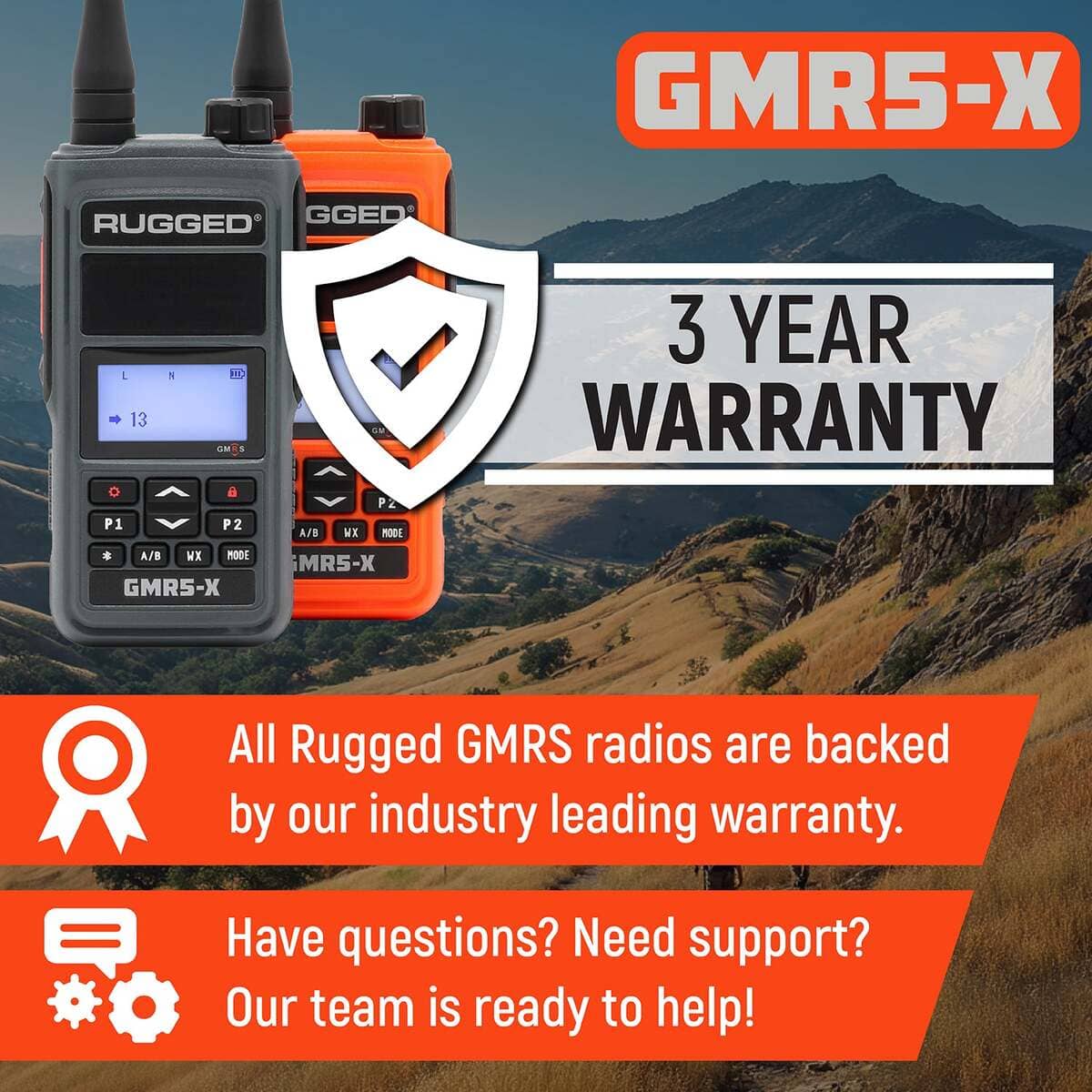 Rugged Radios GMR5-X/ 5W GMRS Handheld Radio - Waterproof w/ XL Battery