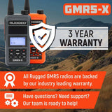 Rugged Radios GMR5-X - 5W Handheld Radio - Waterproof with XL Battery - 2 Pack