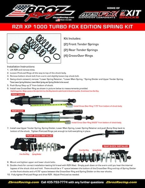 Zbroz RZR XP Turbo Fox Edition Spring Kit