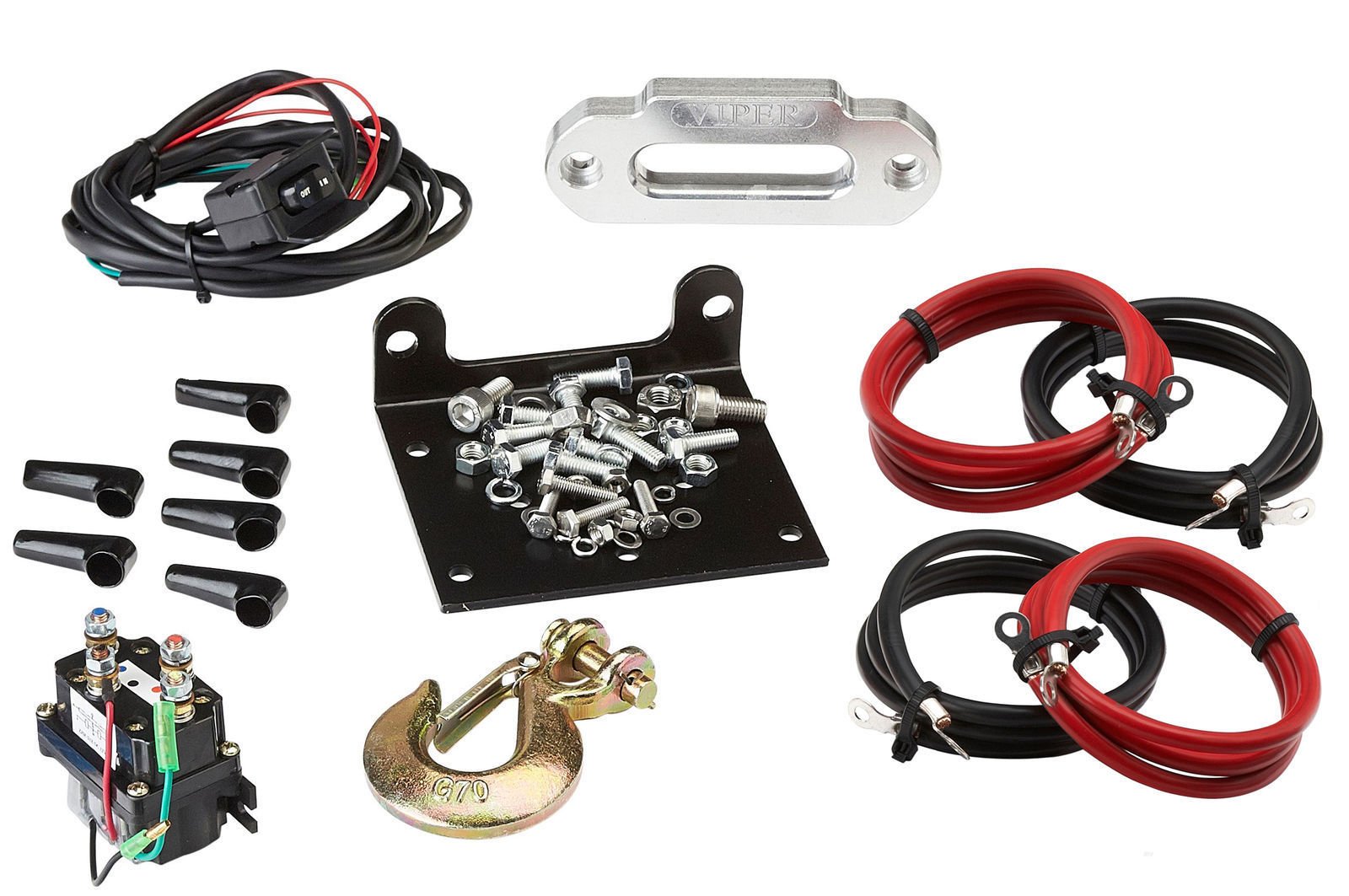 Viper Midnight 4500 lb ATV UTV Winch Kit with 50 feet BLACK Synthetic