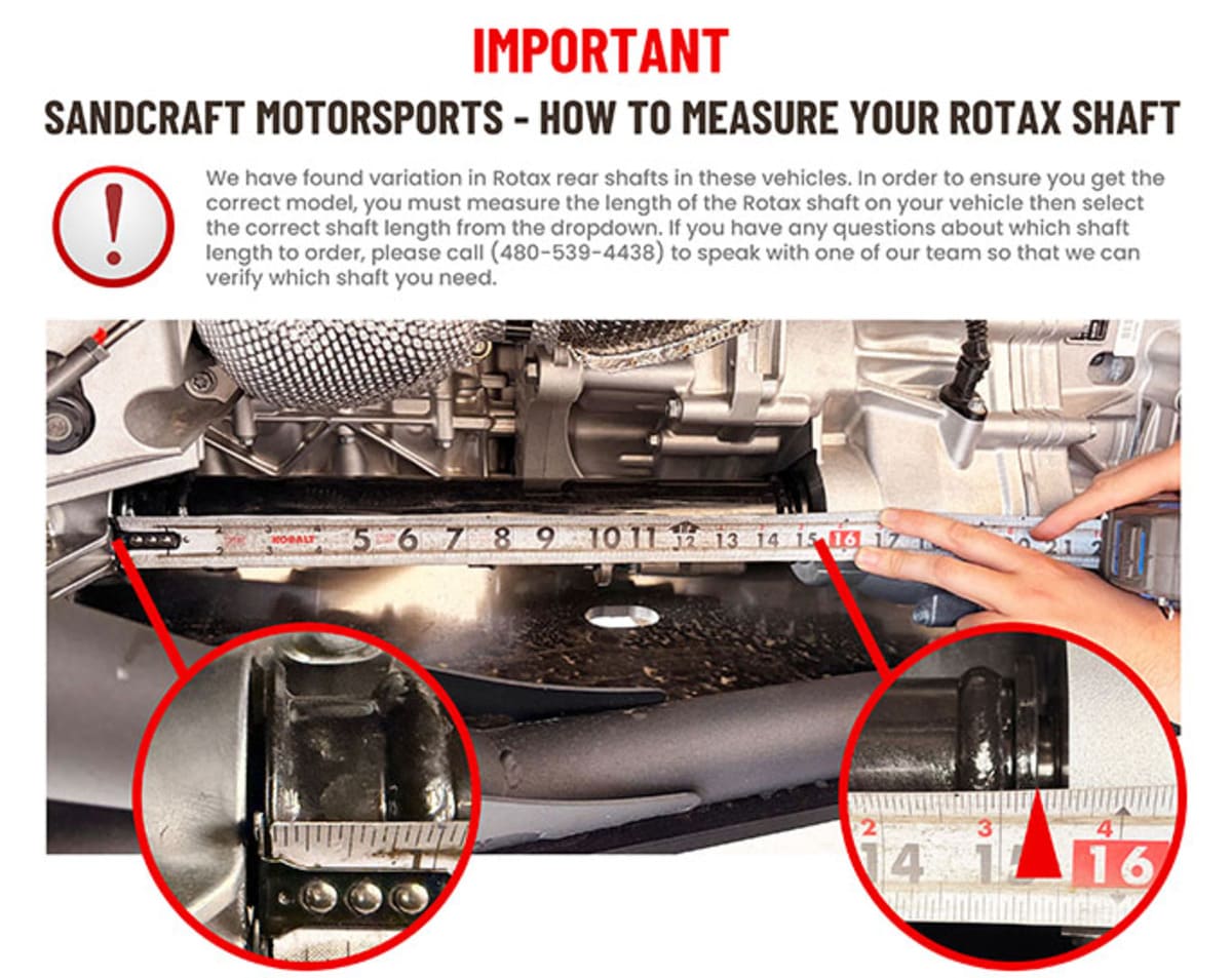 Sandcraft '24+ Can Am Maverick R 2 Seat Rotax Driveshaft