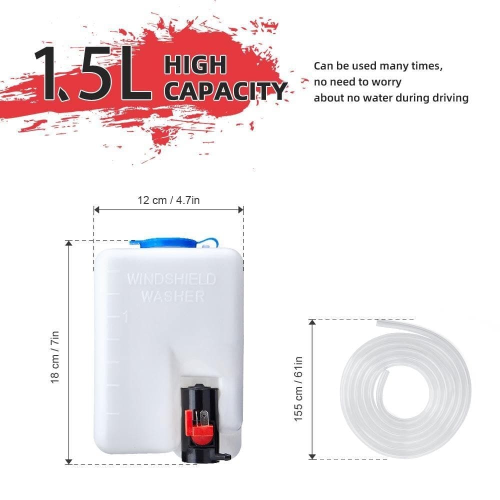 Kemimoto Polaris RZR/Ranger 12V Electric Windshield Wiper Washer Kit