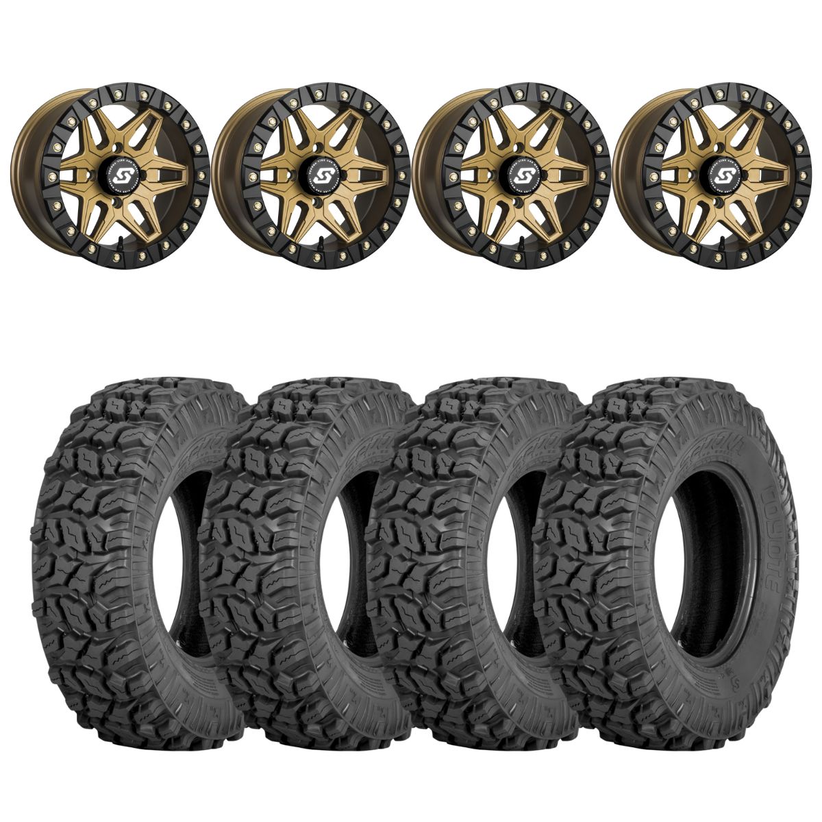 【4本SET】ロードストーン CP661 175/55R15 2021年製 Sedona Black/Bronze Split 6 Beadlock & Sedona Coyote Wheel & Tire Kit