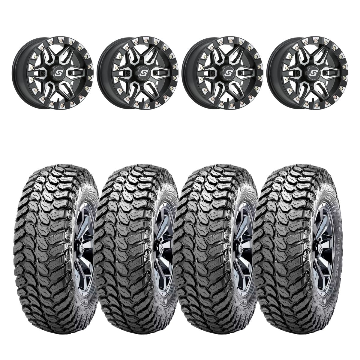 Sedona Black/Machined Split 6 Beadlock & Maxxis Liberty Performance Off Road Wheel & Tire Kit