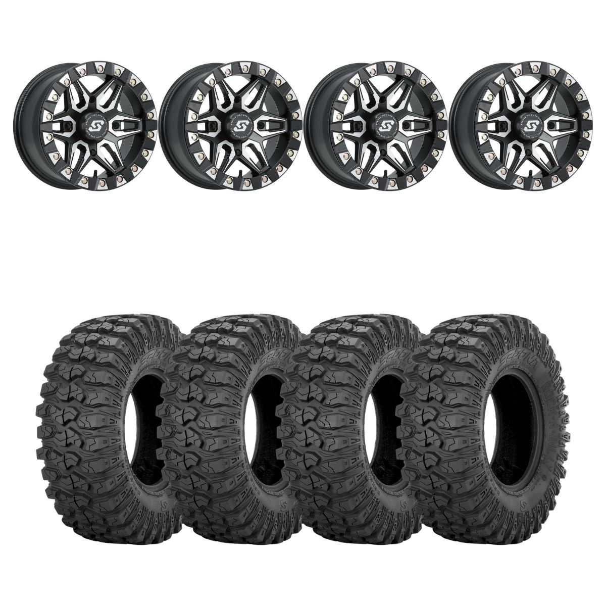 Sedona Black/Machined Split 6 Beadlock & Sedona Rockabilly Wheel & Tire Kit