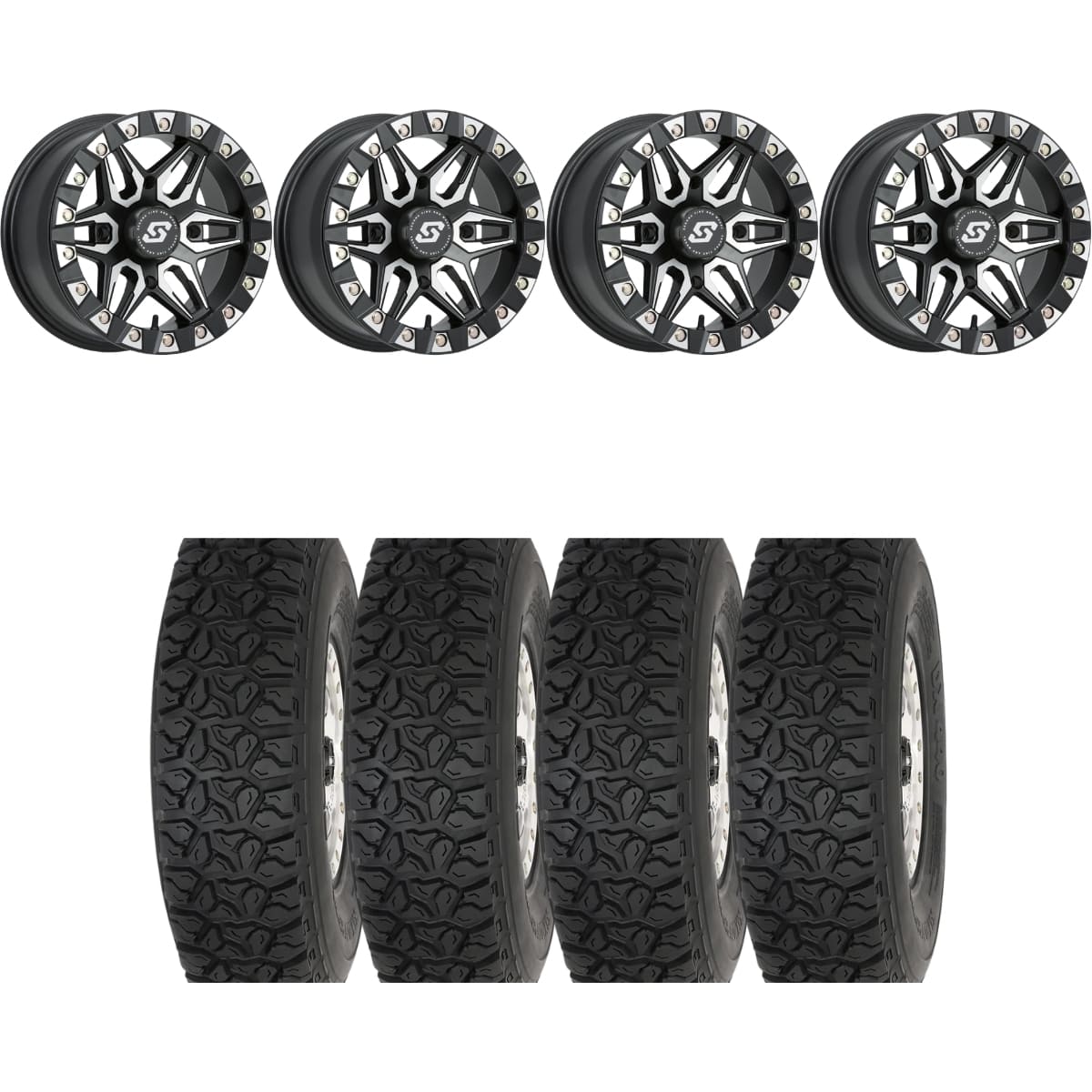 Sedona Black/Machined Split 6 Beadlock & System 3 Off-Road DX440 Wheel & Tire Kit