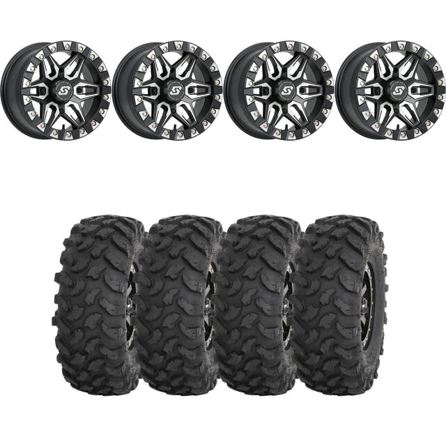 Sedona Black/Machined Split 6 Beadlock & System 3 Offroad XTR370 Wheel & Tire Kit