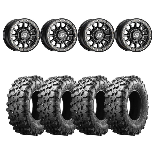 Sedona Black Sano Beadlock & Maxxis Radial Carnivore Wheel & Tire Kit