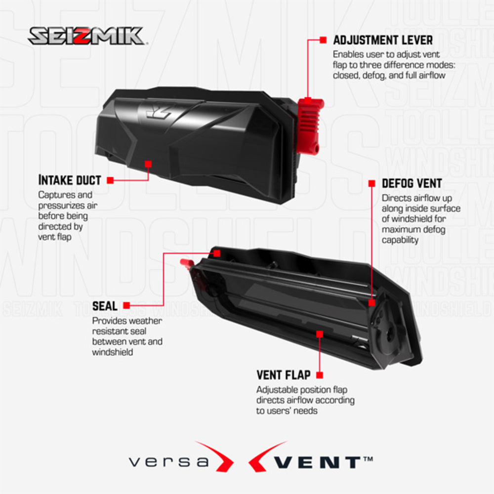 Seizmik '14-'25 Honda Pioneer 700 Toolless Versa-Vent Windshield
