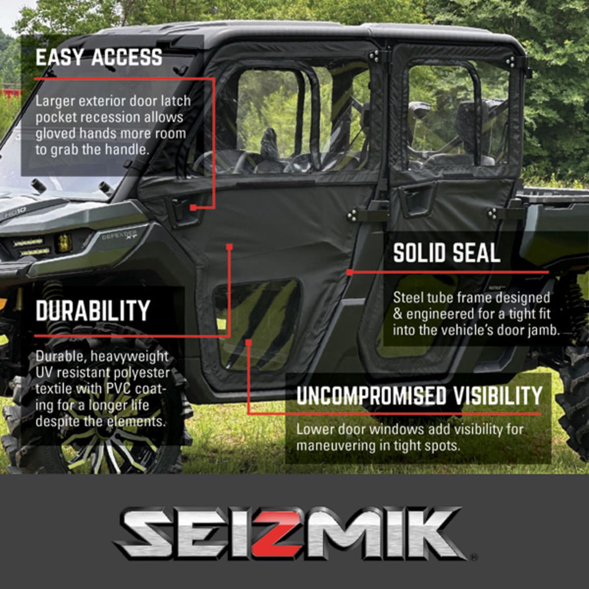 Seizmik Can-Am Defender MAX HD9/HD10 Front & Rear Framed Door Kit