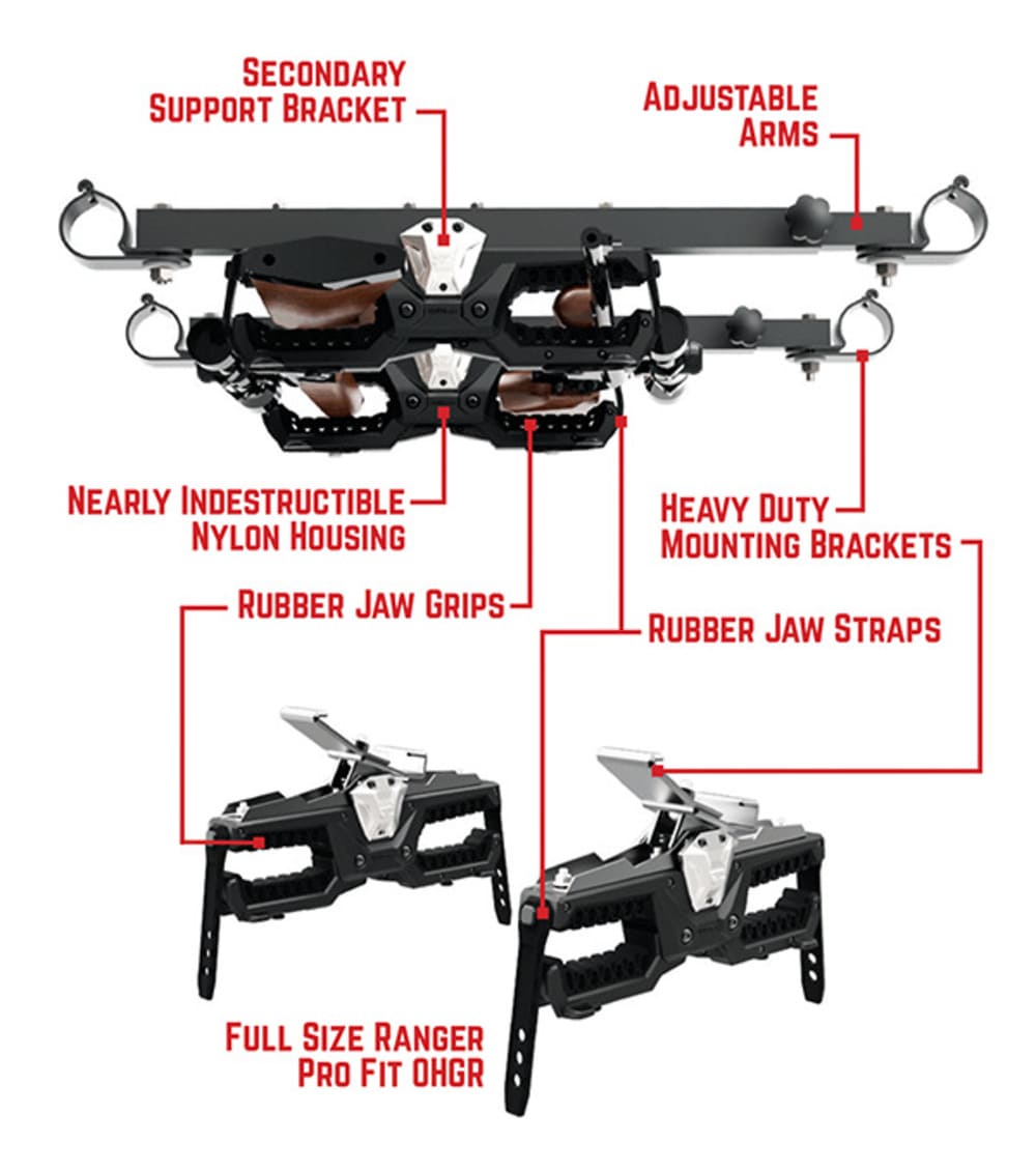 Seizmik Honda Talon 1000R OHGR 2.0 Inch Bars OverHead Gun Rack - Black