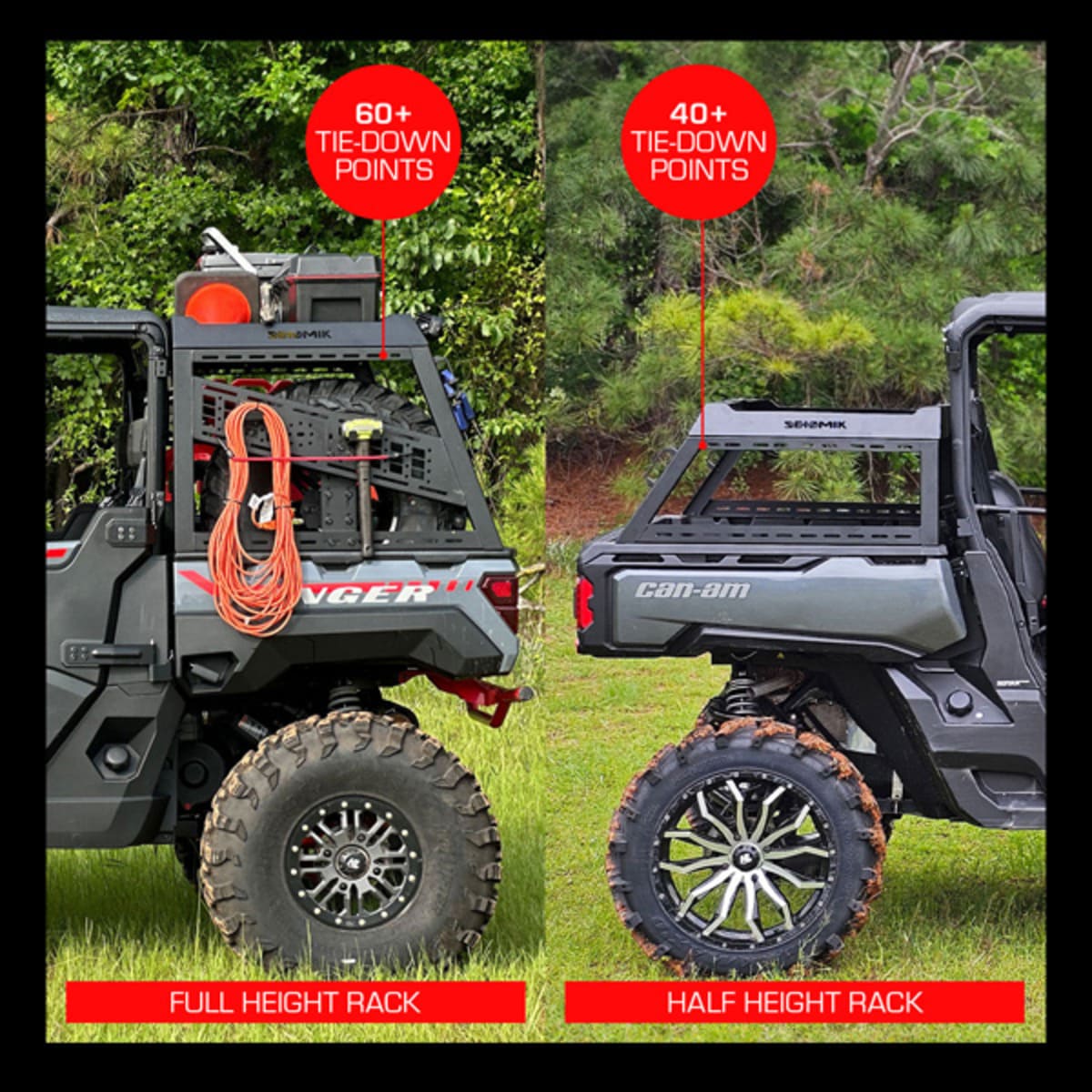 Seizmik Polaris Ranger & Can-Am Defender Full Height Bed Rack