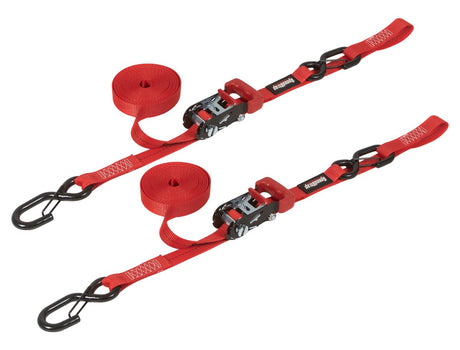 Speed Strap 1" x 15' Ratchet Tie Down with Snap 'S' Hooks and Soft Tie - 2 Pack