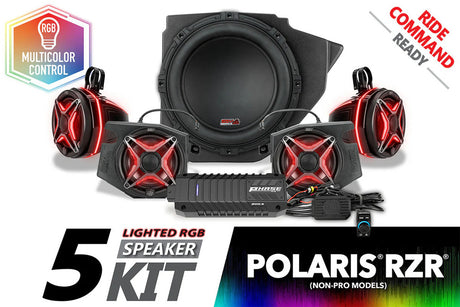 SSV Works '14-'23 Polaris RZR V-Spec 5-Speaker Plug-&-Play Kit For Ride Command