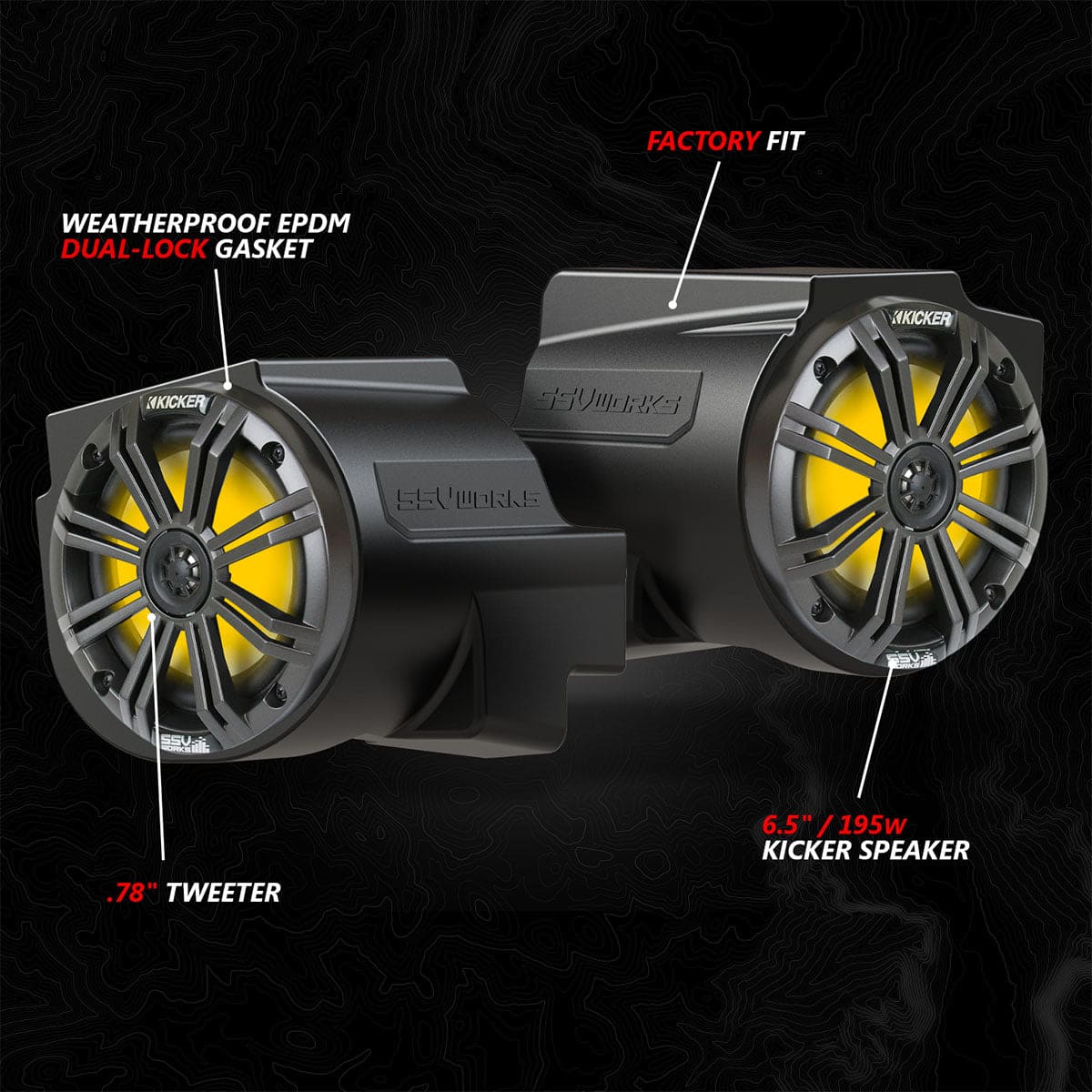 SSV Works '20-'24 Polaris RZR PRO Series Phase-6 K-Spec 5-Speaker 1400 Watt System w/JVC