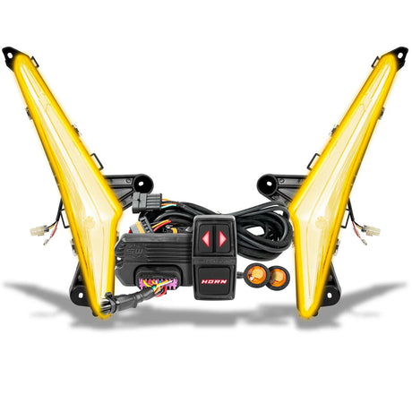 SSV Works '24-'26 Can-AM Maverick R Sequential Front Fang Lights w/Taillight Integration Plug-&-Play Turn-Signal Kit